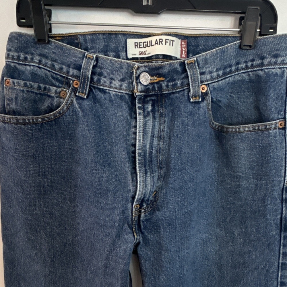 Levi's Regular Fit Straight Men's Jeans Medium Blue Denim‎ Button Zip 34/32